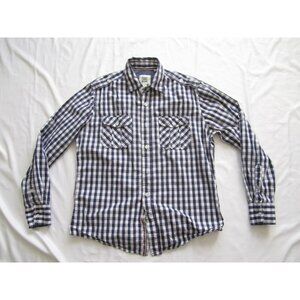 Men Paper Denim & Cloth Plaid Cotton Button Short Sleeve Shirt Sz M (MT591)